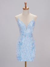 Natalie Light Blue Bodycon Homecoming Dress