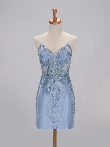 Camille Light Blue Homecoming Dress