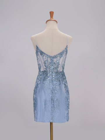 Camille Light Blue Homecoming Dress