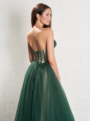 Emily Green Strapless Puffy Prom Dresses