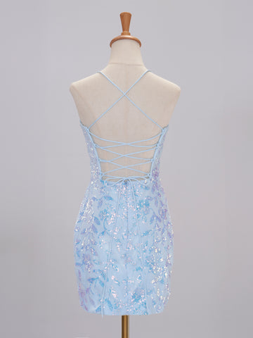 Natalie Light Blue Bodycon Homecoming Dress