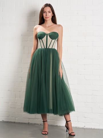 Emily Green Strapless Puffy Prom Dresses